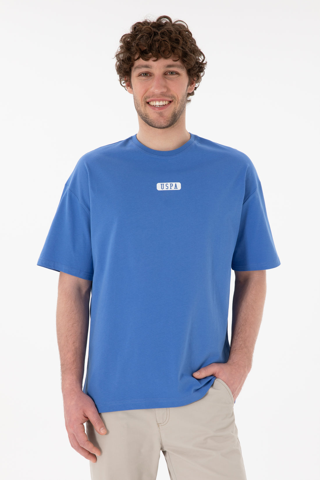 Men's Oversize Fit Crew Neck Indigo T-Shirt