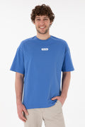 Men's Oversize Fit Crew Neck Indigo T-Shirt
