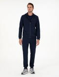 Navy Blue Slim Fit Leg Elastic Tracksuit