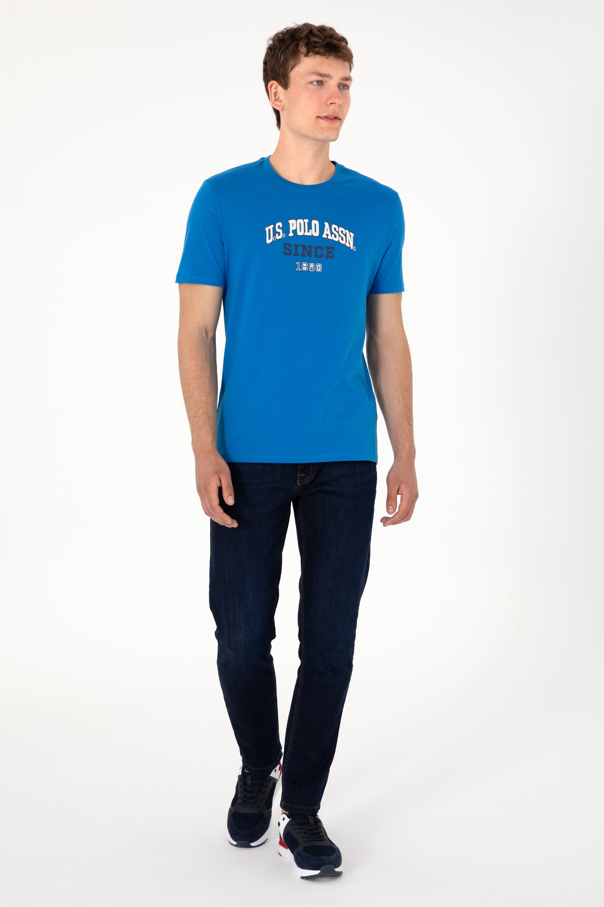 Men's Regular Fit Crew Neck Cobalt Blue T-Shirt