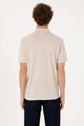 Men's Regular Fit Polo Neck Stone T-Shirt