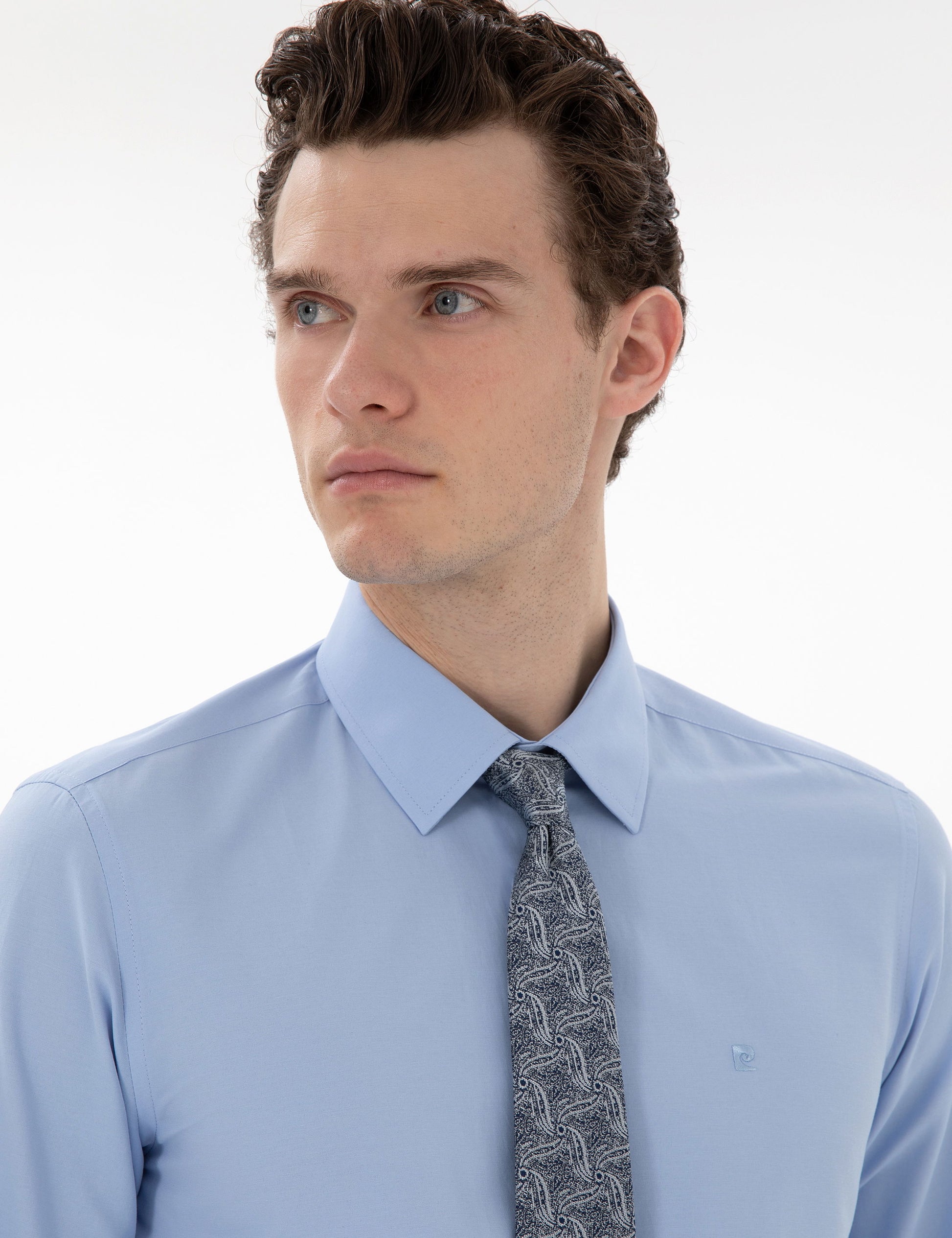 Blue Slim Fit Long Sleeve Classic Basic Shirt
