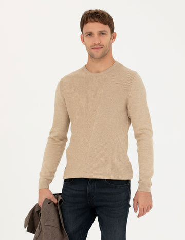 Beige Slim Fit Sweater