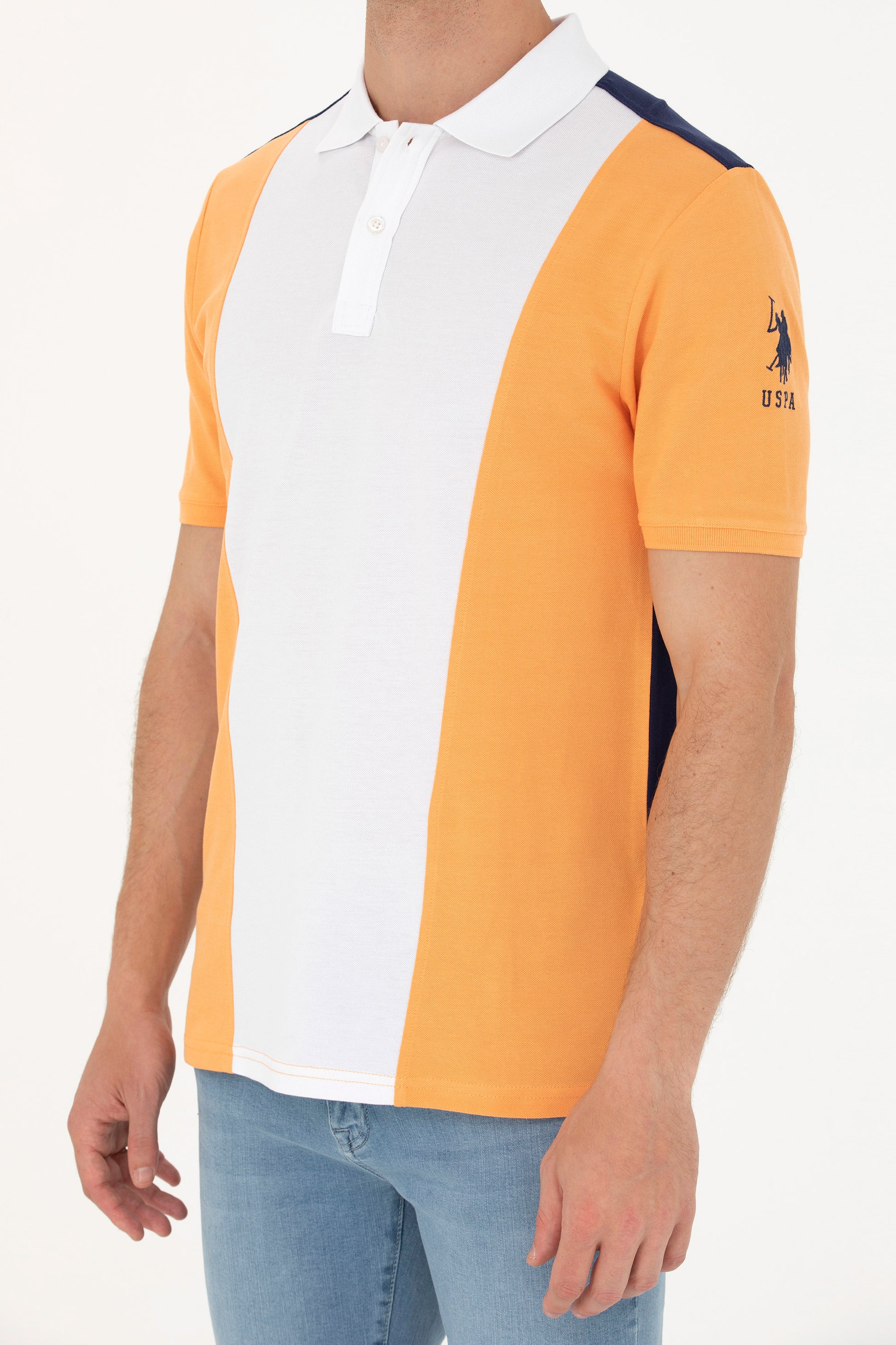 Men's Orange Polo Neck T-Shirt