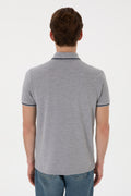 Men's Slim Fit Polo Neck Grey Melange Basic T-Shirt