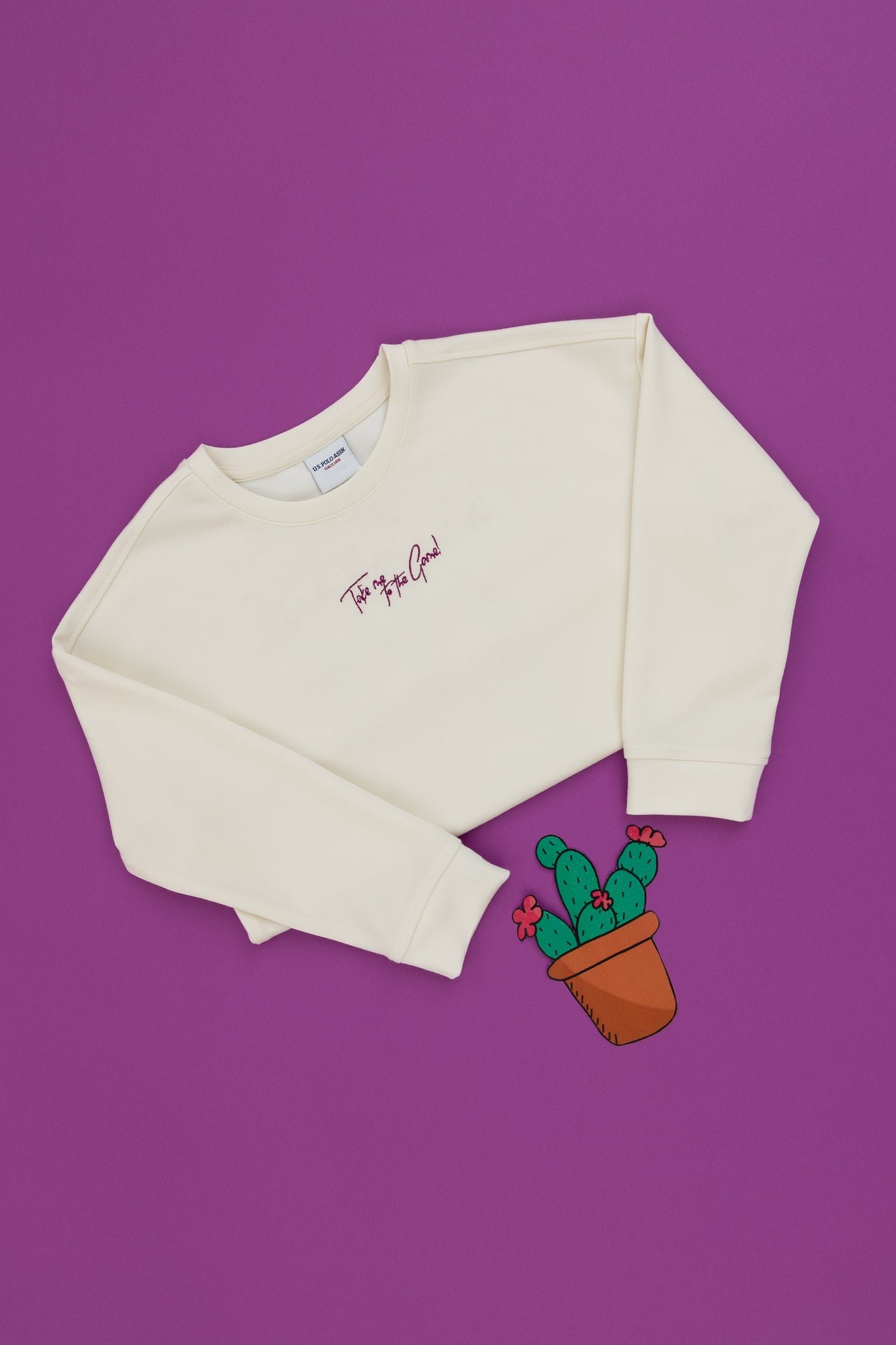 Girls' Cream Crew Neck Sweatshirt