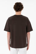 Men's Comfort Fit Crew Neck Brown Mercerized Basic T-Shirt