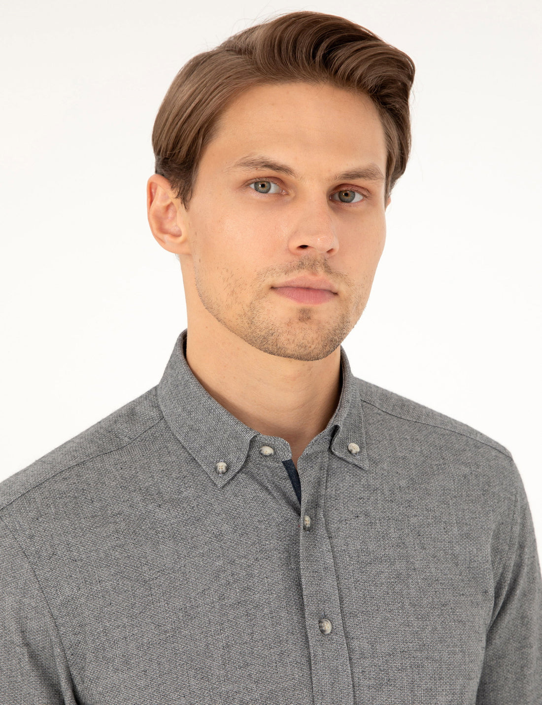 Grey Slim Fit Long Sleeve Shirt