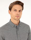 Grey Slim Fit Long Sleeve Shirt