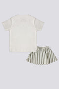 Girl Baby Stone Striped 2-Piece Short Sleeve T-Shirt Set