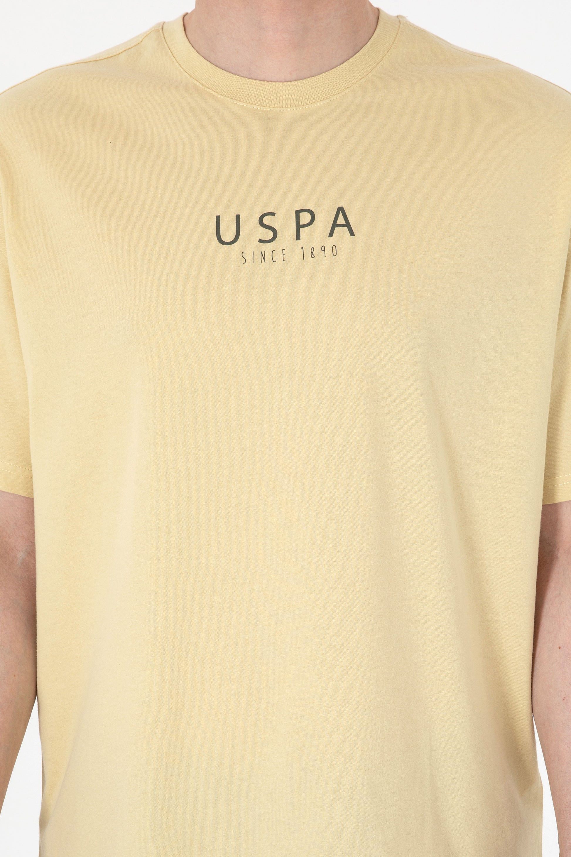Men's Oversize Fit Crew Neck Light Khaki T-Shirt