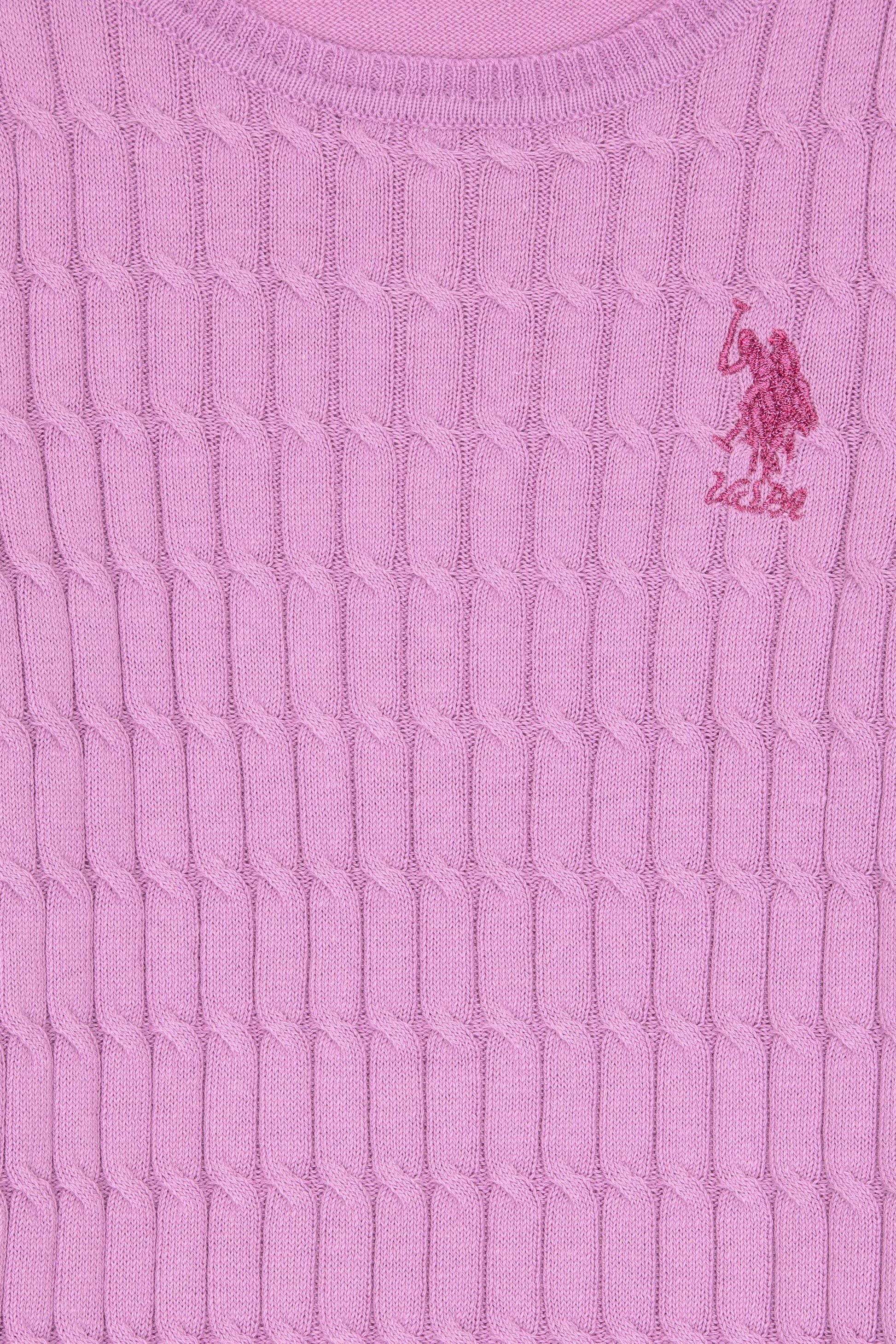 Girls' Lilac Basic Crew Neck Sweater