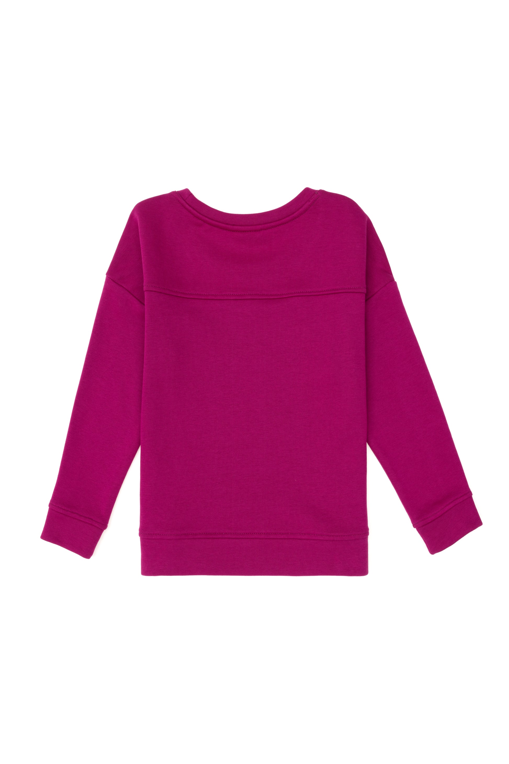 Girls' Fuchsia Crew Neck Basic Sweatshirt