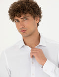 White Slim Fit Long Sleeve Shirt