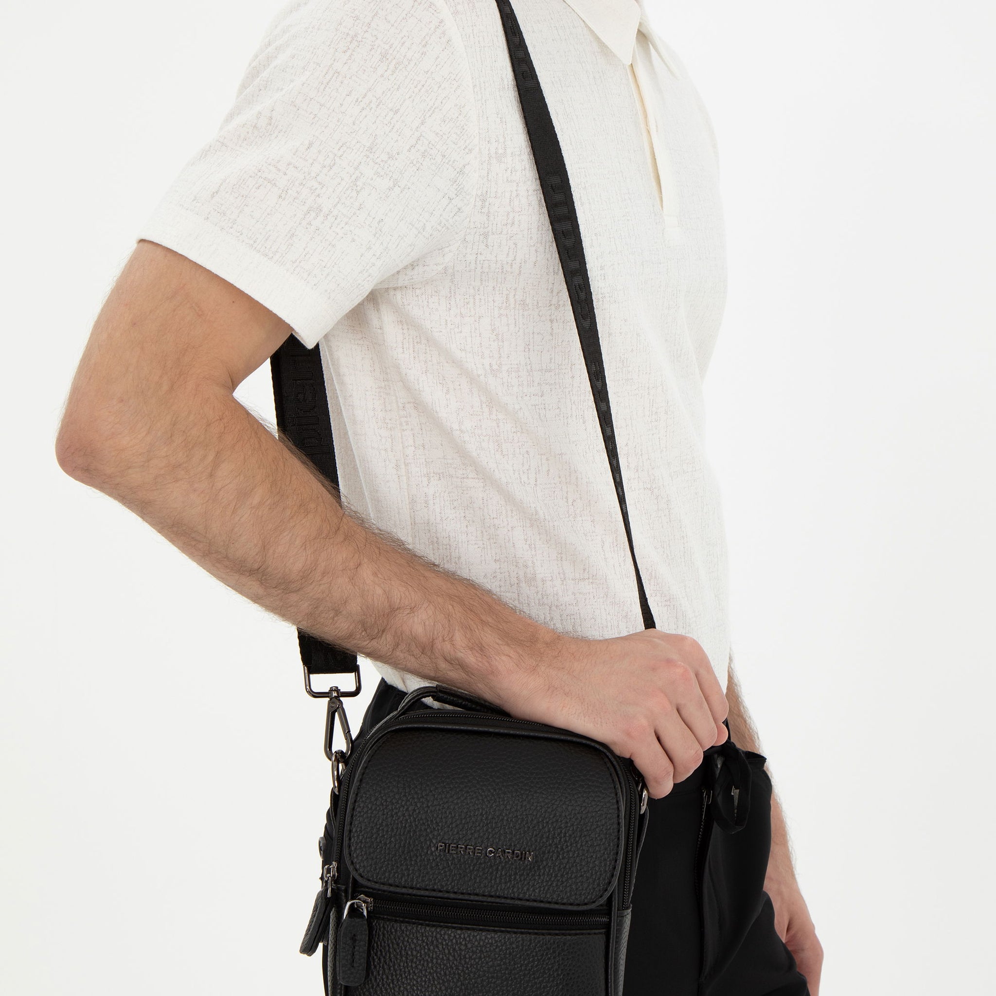 Men's Black Strap Handbag