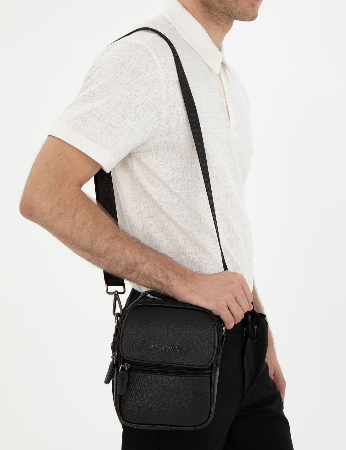 Men's Black Strap Handbag