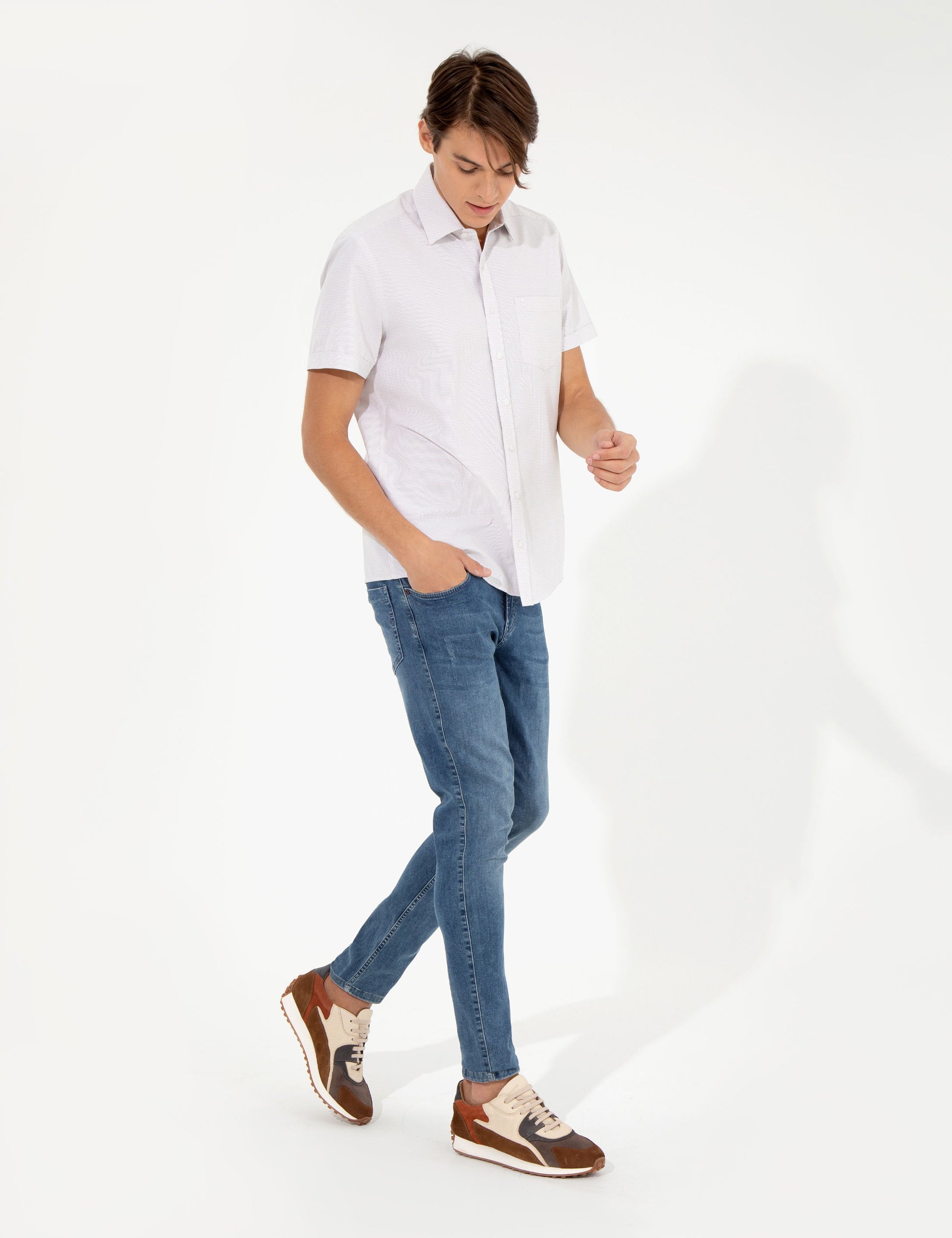 Beige Regular Fit Short Sleeve Shirt