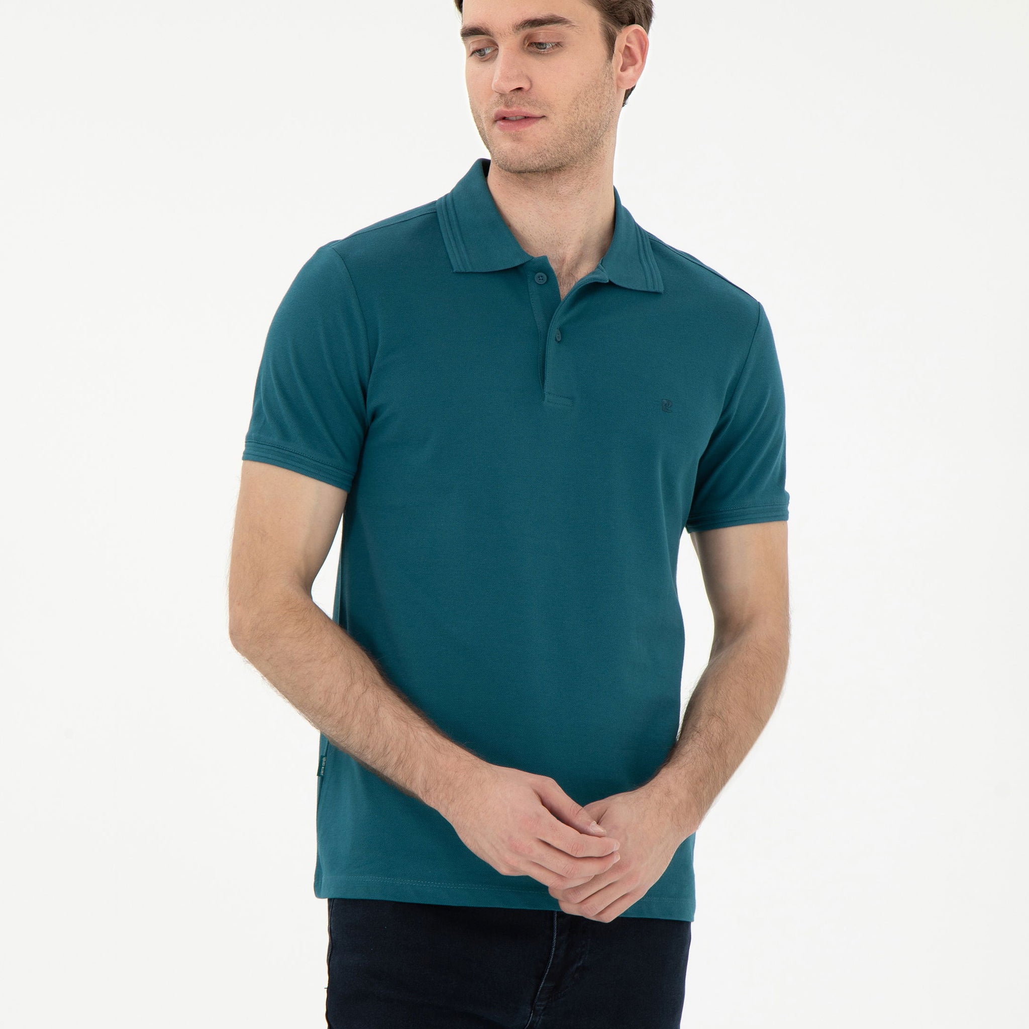 Emerald Slim Fit 100% Cotton Polo Neck Basic T-Shirt