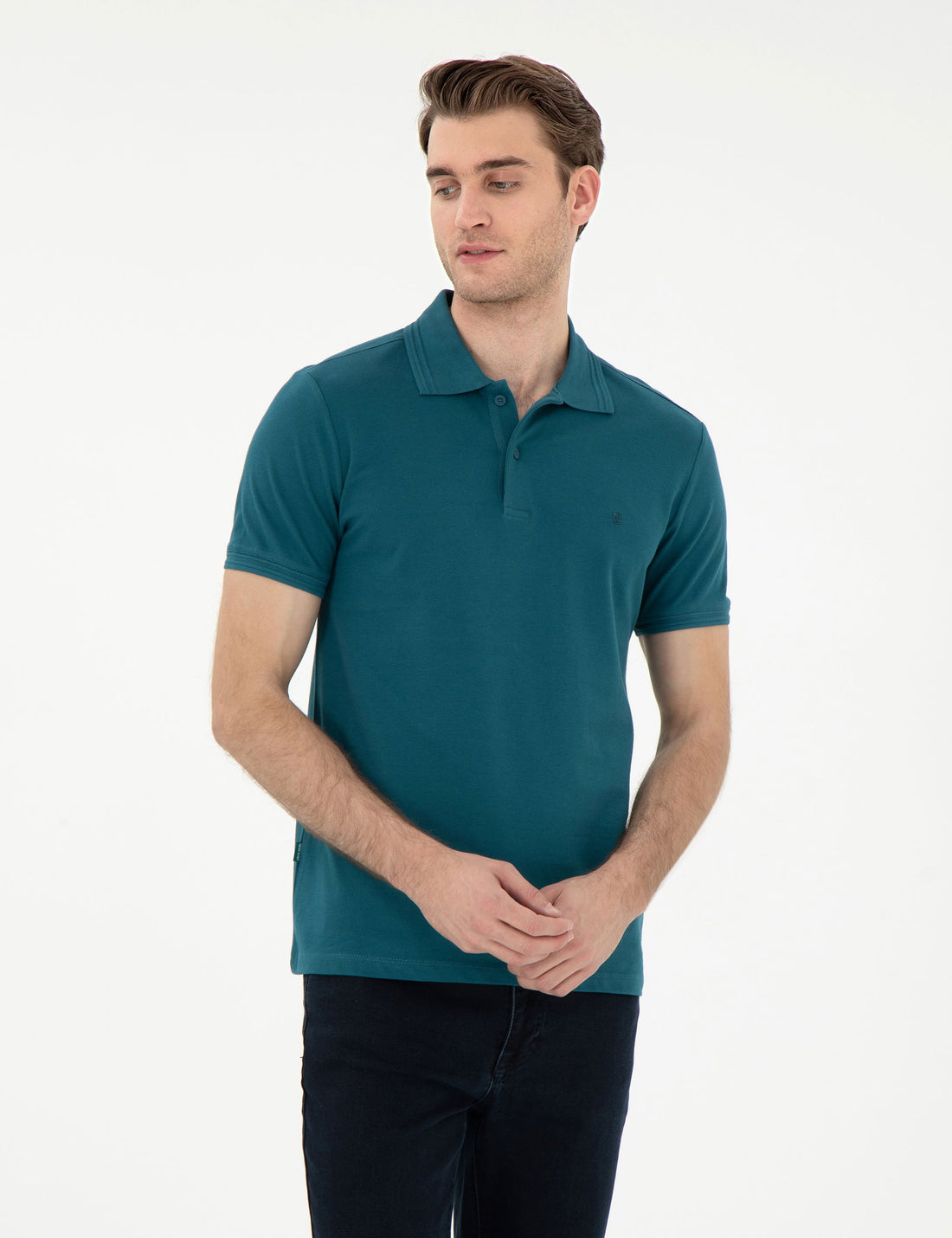 Emerald Slim Fit 100% Cotton Polo Neck Basic T-Shirt