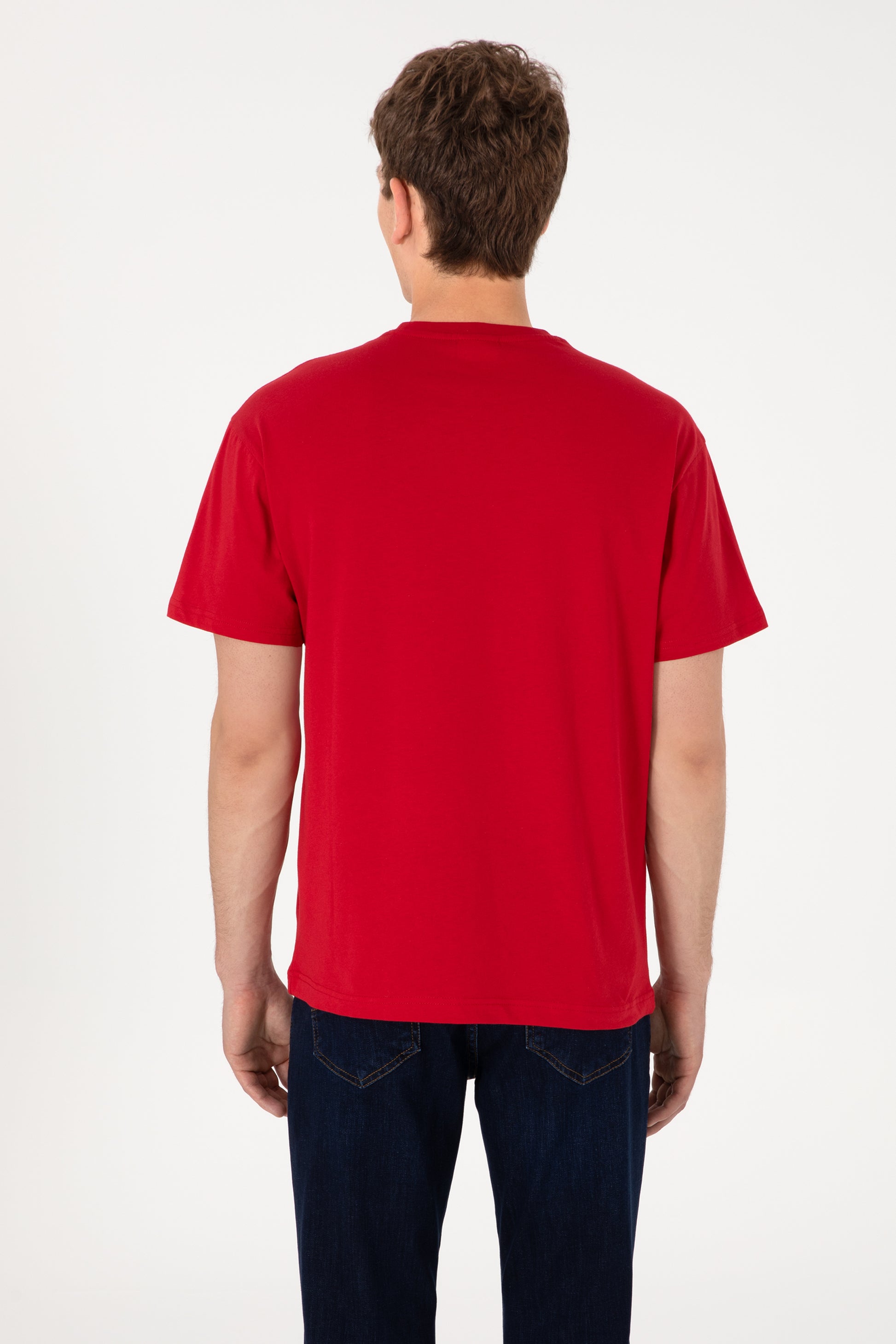 Men's Comfort Fit Crew Neck Red T-Shirt