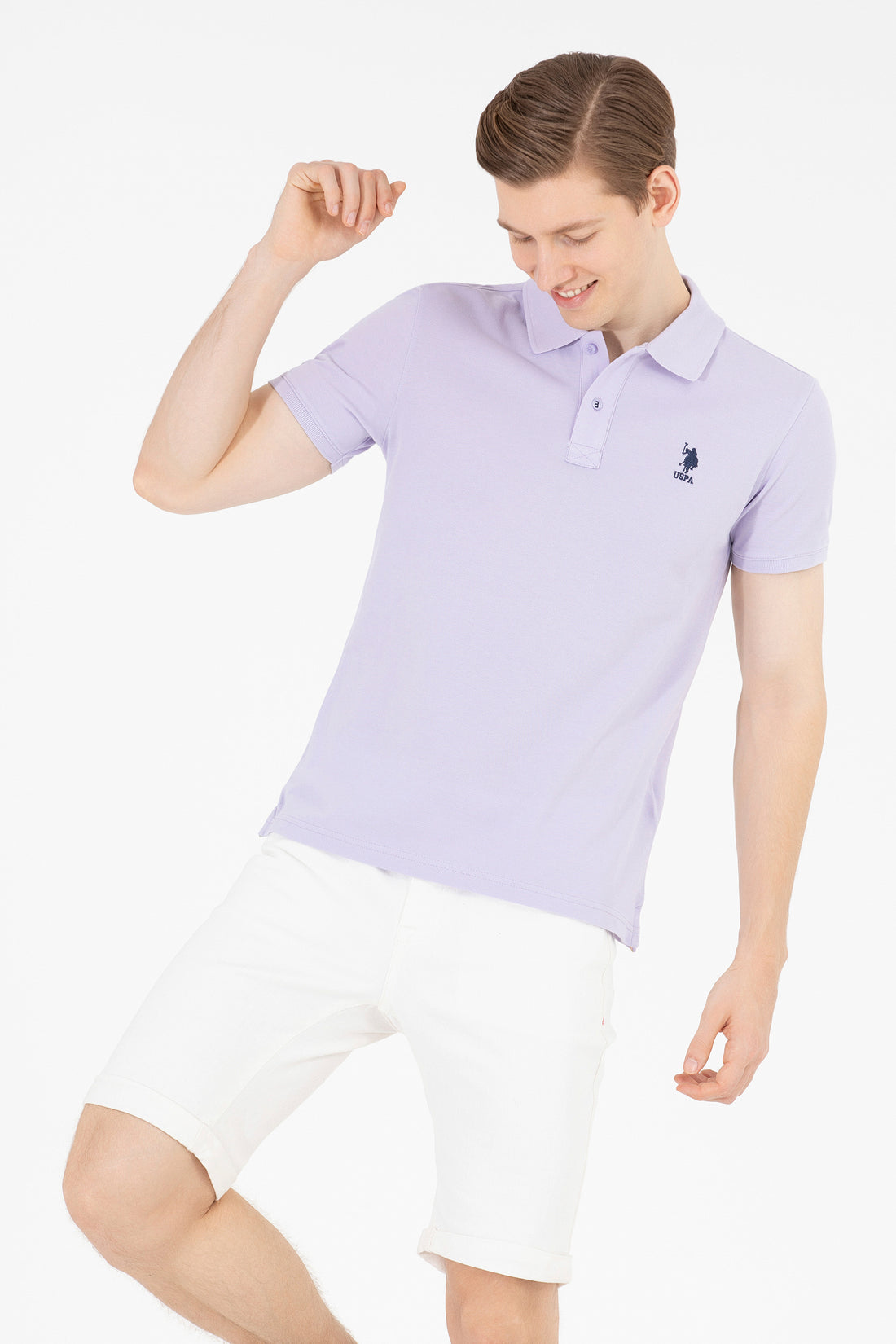 Men's Lilac Basic Polo Neck T-Shirt