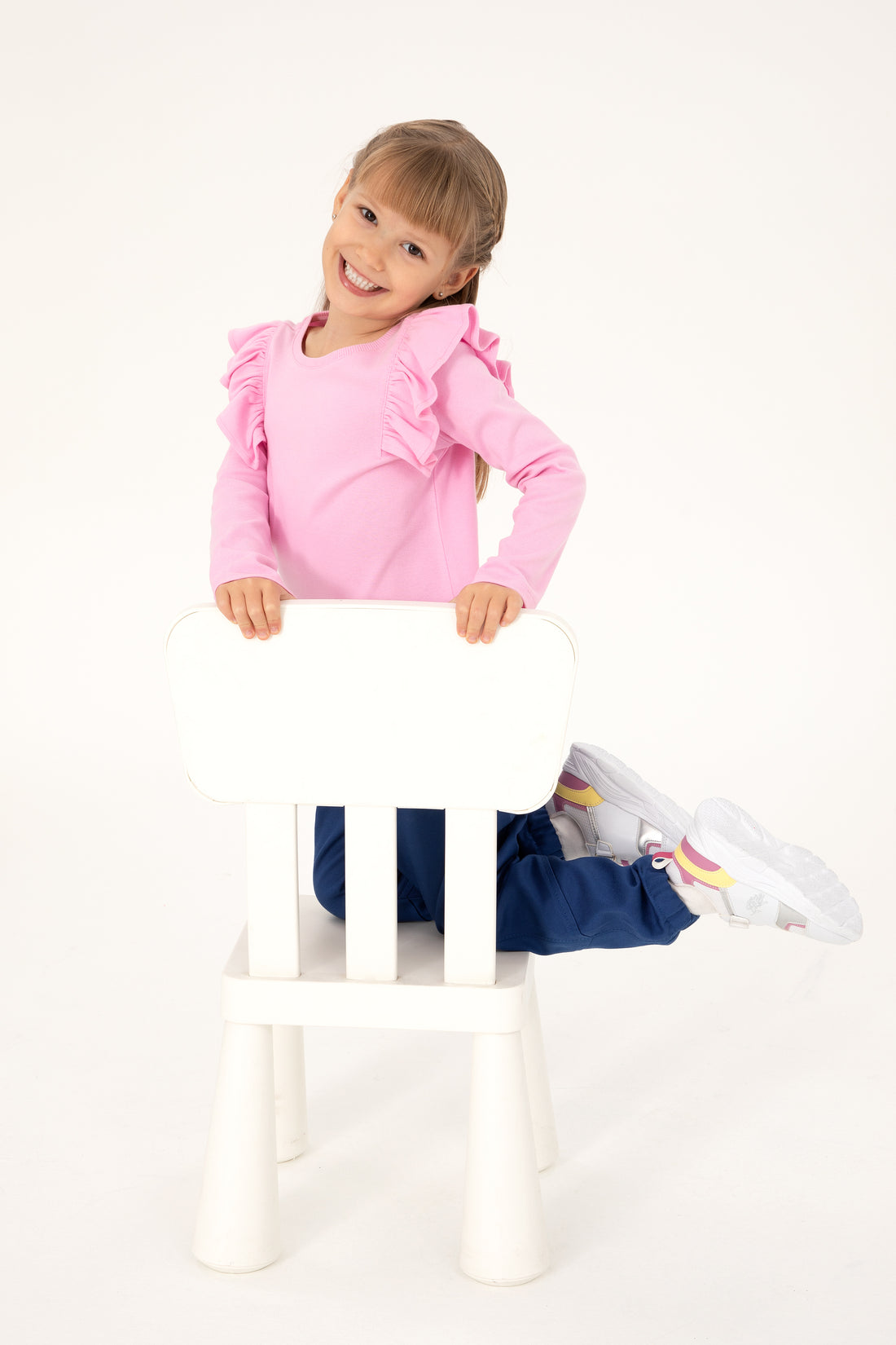 Girls' Pink Crew Neck Sweatshirt