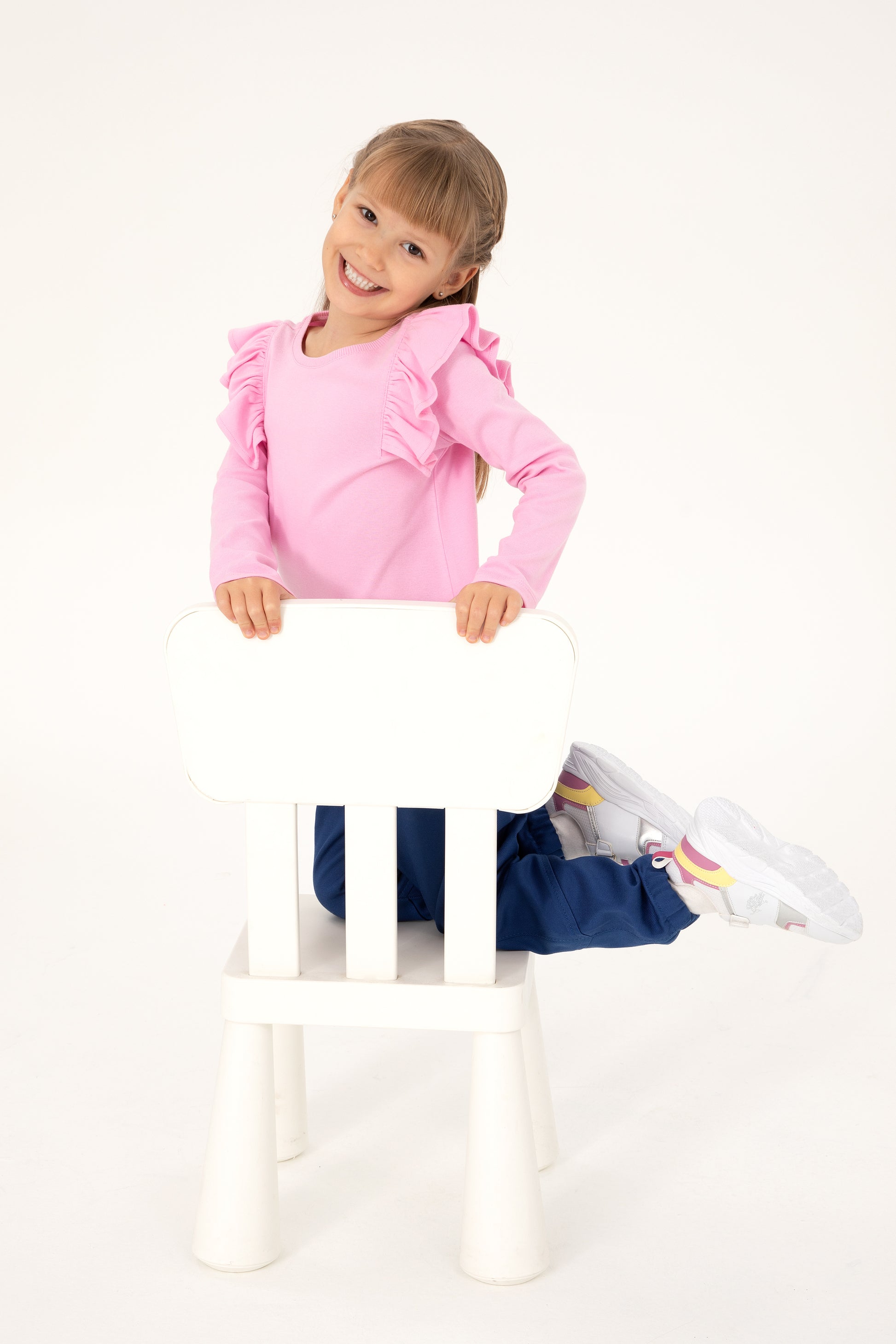 Girls' Pink Crew Neck Sweatshirt
