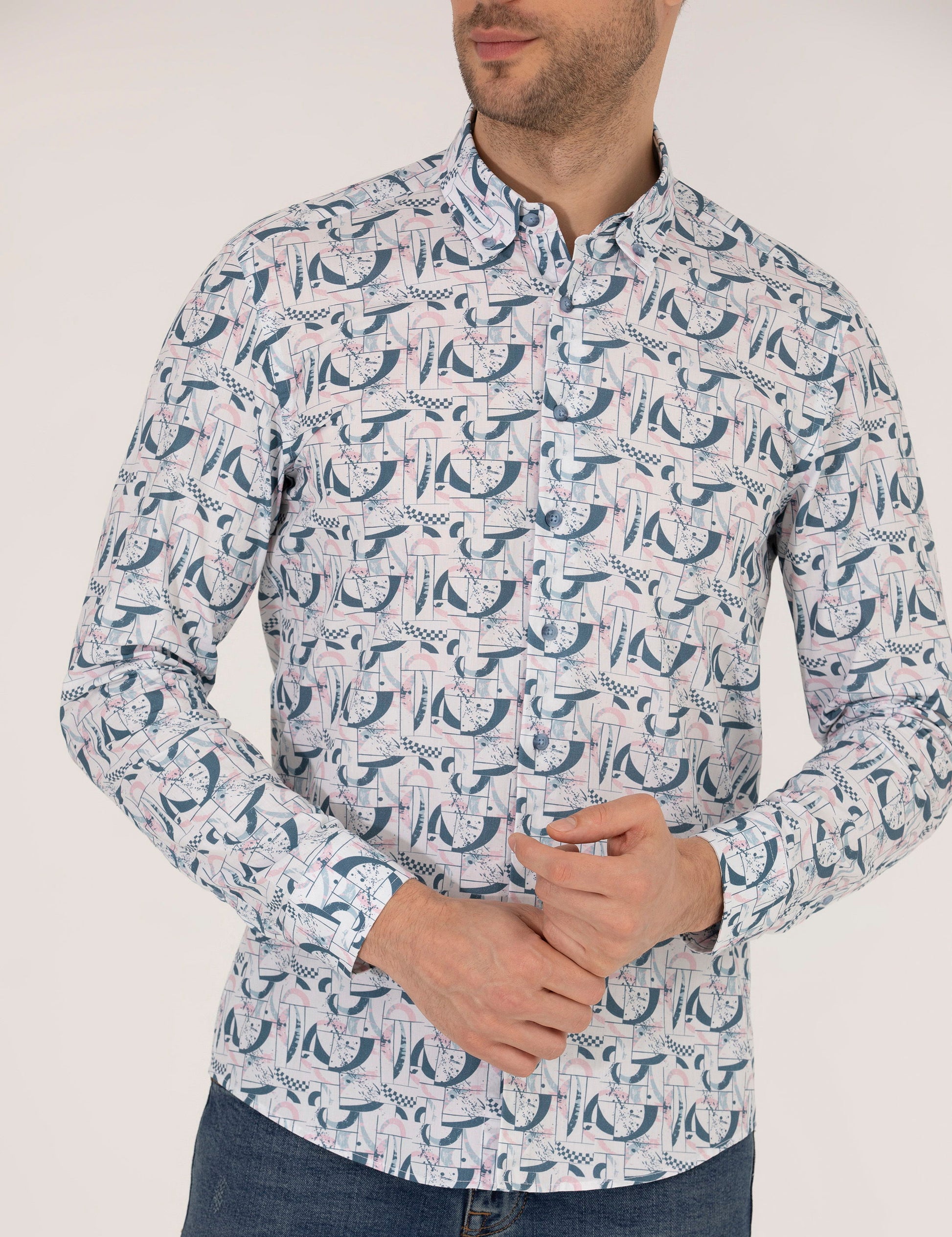 Pink Slim Fit Long Sleeve Shirt