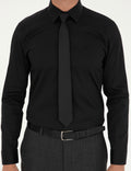 Black Slim Fit Long Sleeve Basic Shirt