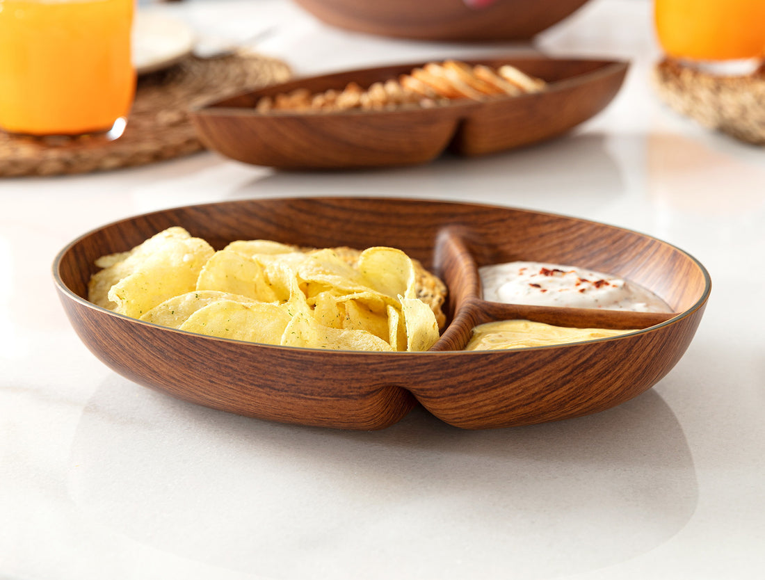 Angers Three-Compartment Oval Snack Tray