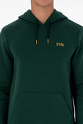 Erkek Regular Fit Kapüşonlu Koyu Yeşil Basic Sweatshirt