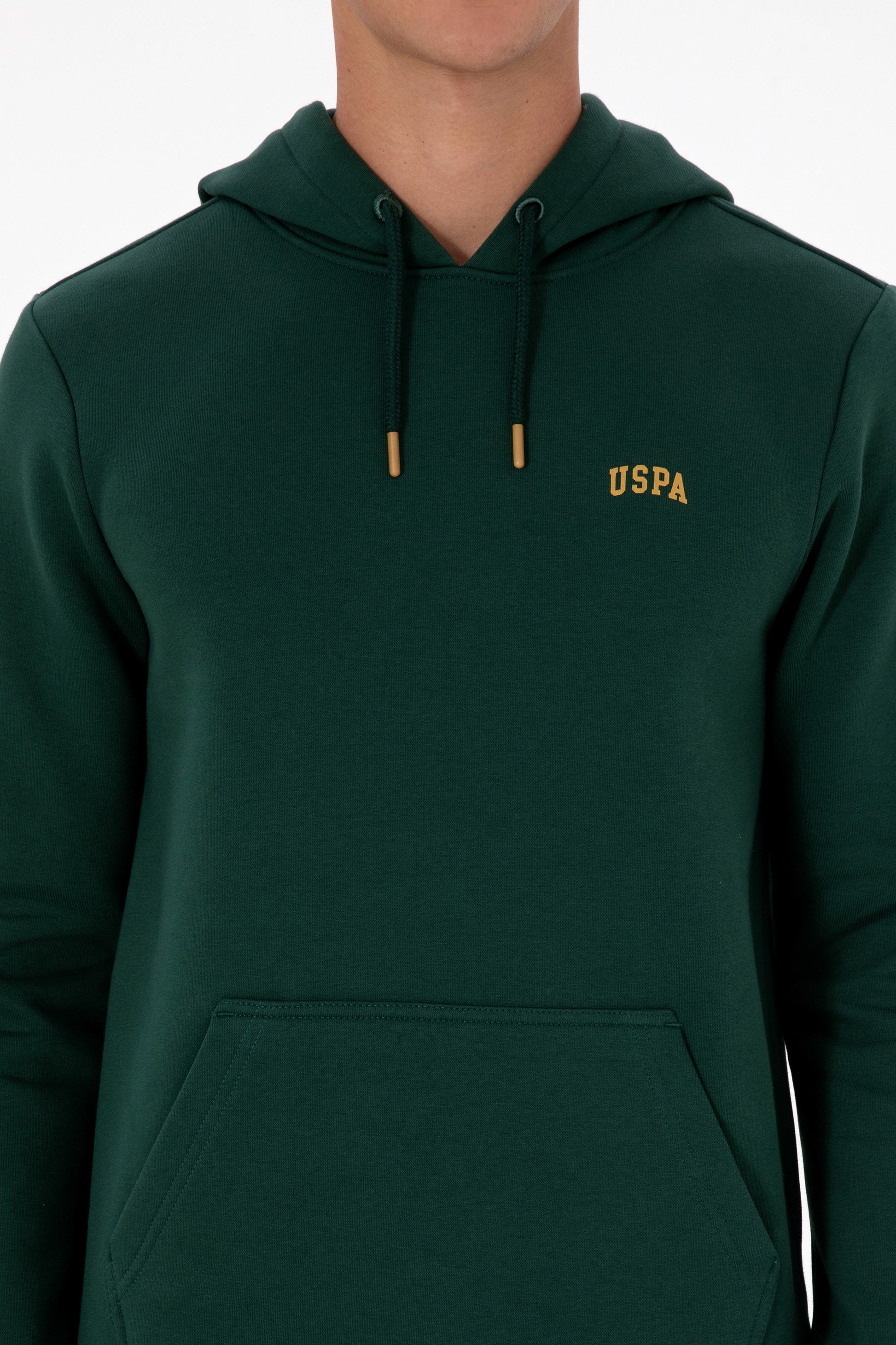 Erkek Regular Fit Kapüşonlu Koyu Yeşil Basic Sweatshirt