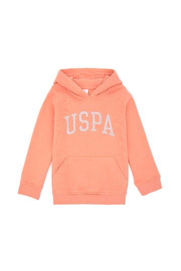 Girls' Salmon Basic Hooded Sweatshirt
