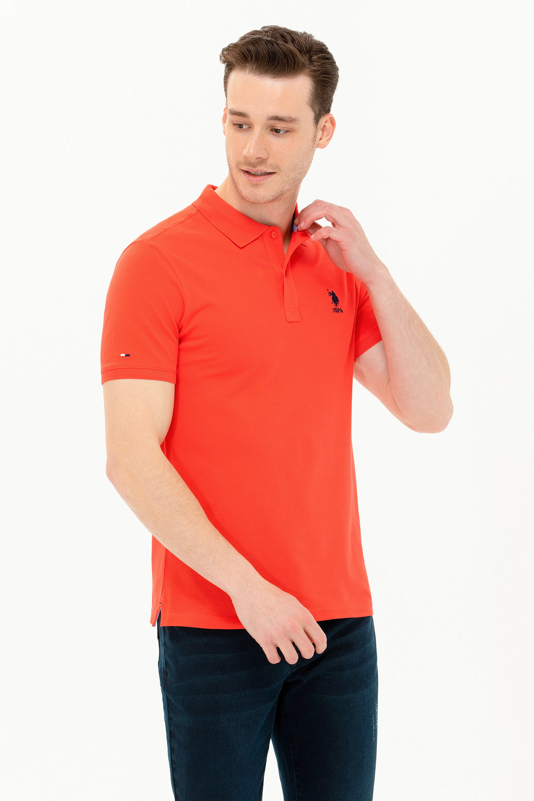 Men's Red Basic Polo Neck T-Shirt