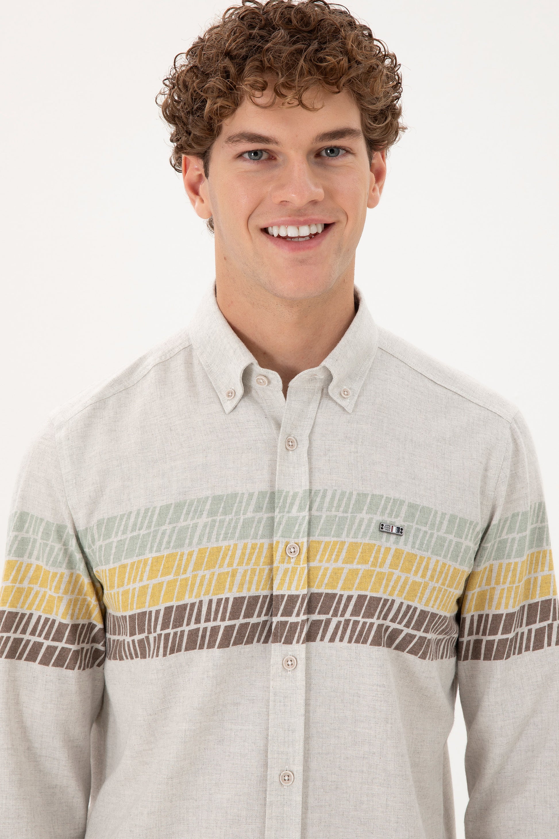 Men's Ecru Long Sleeve Shirt