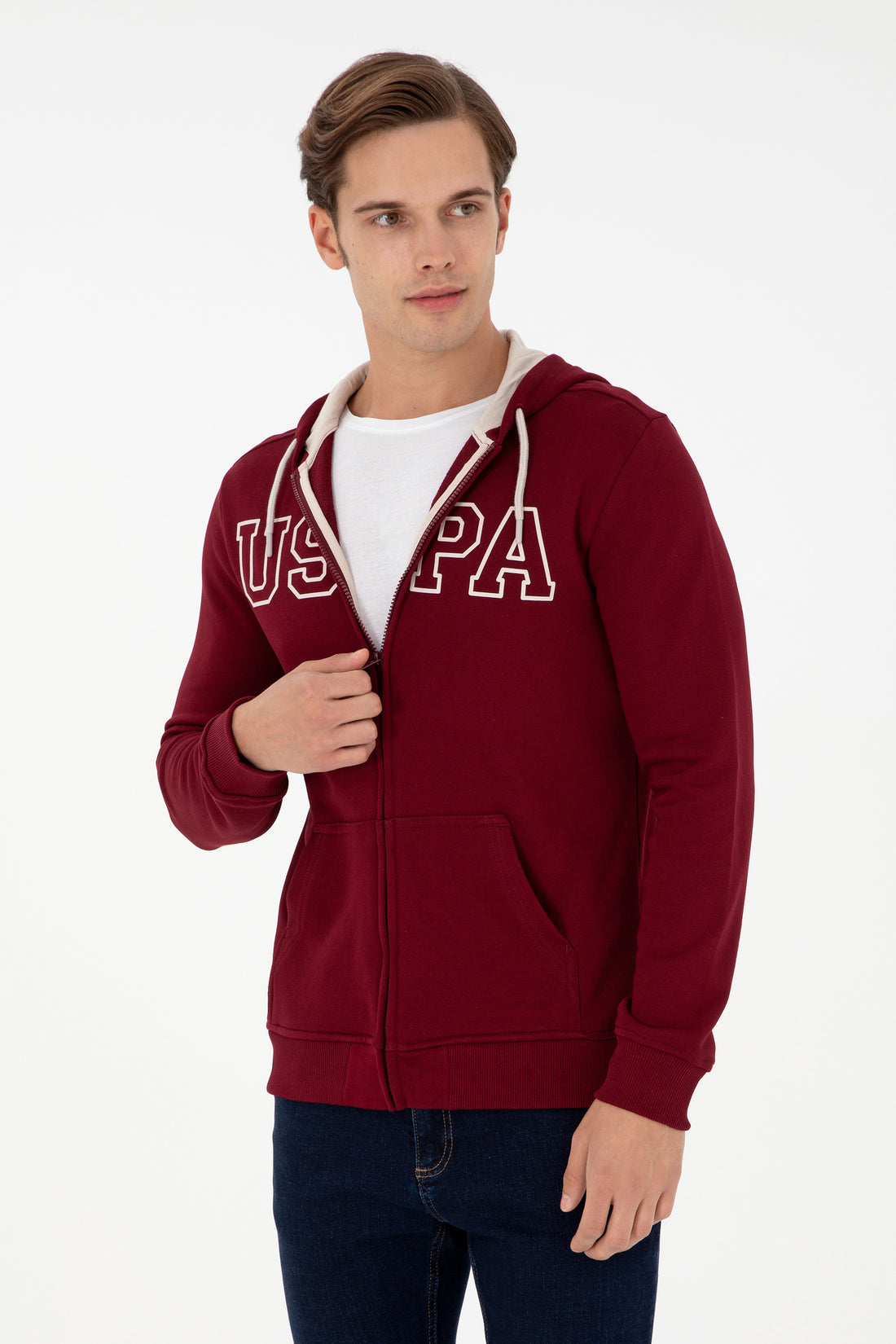 Men's Burgundy Knitted Cardigan