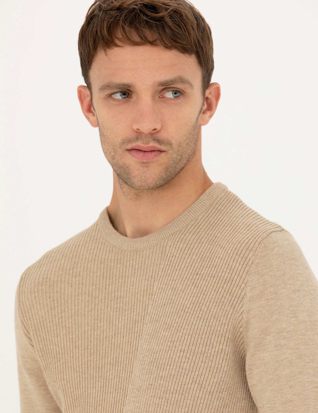 Beige Slim Fit Sweater