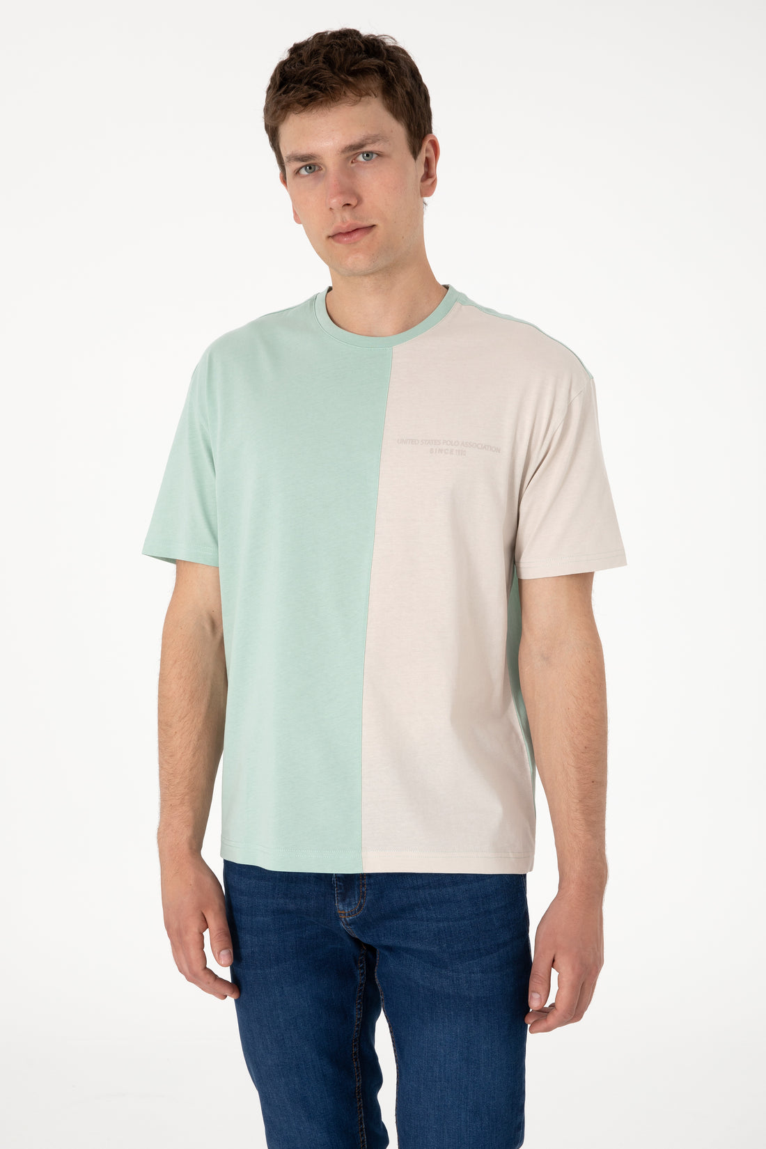 Men's Comfort Fit Crew Neck Water Green T-Shirt