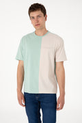Men's Comfort Fit Crew Neck Water Green T-Shirt