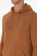 Erkek Regular Fit Kapüşonlu Camel Basic Sweatshirt