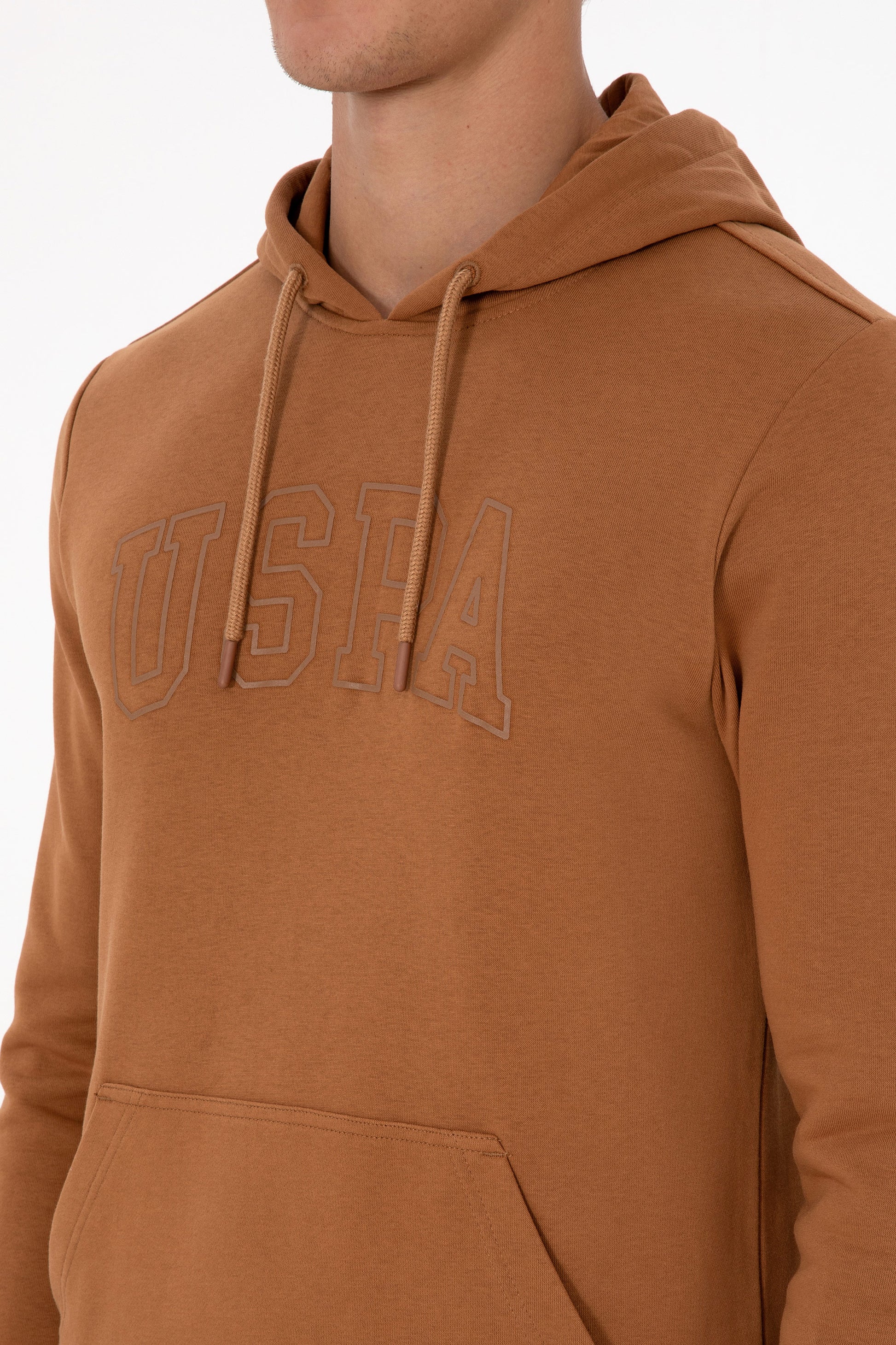 Erkek Regular Fit Kapüşonlu Camel Basic Sweatshirt