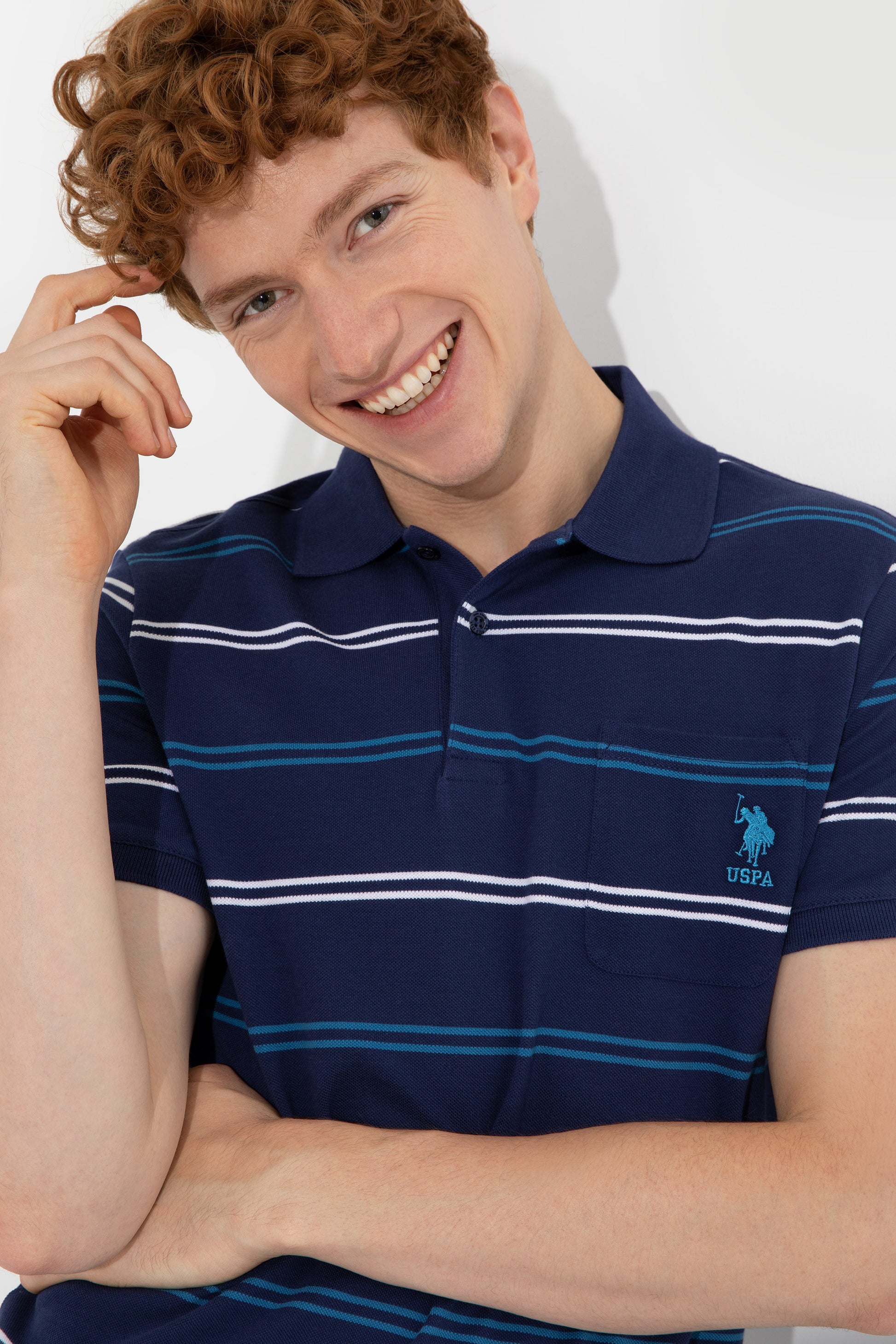 Men's Navy Blue Polo Neck T-Shirt