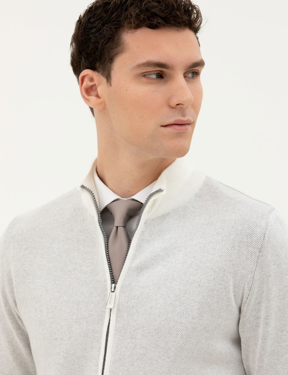 Ecru Slim Fit Knitwear Cardigan