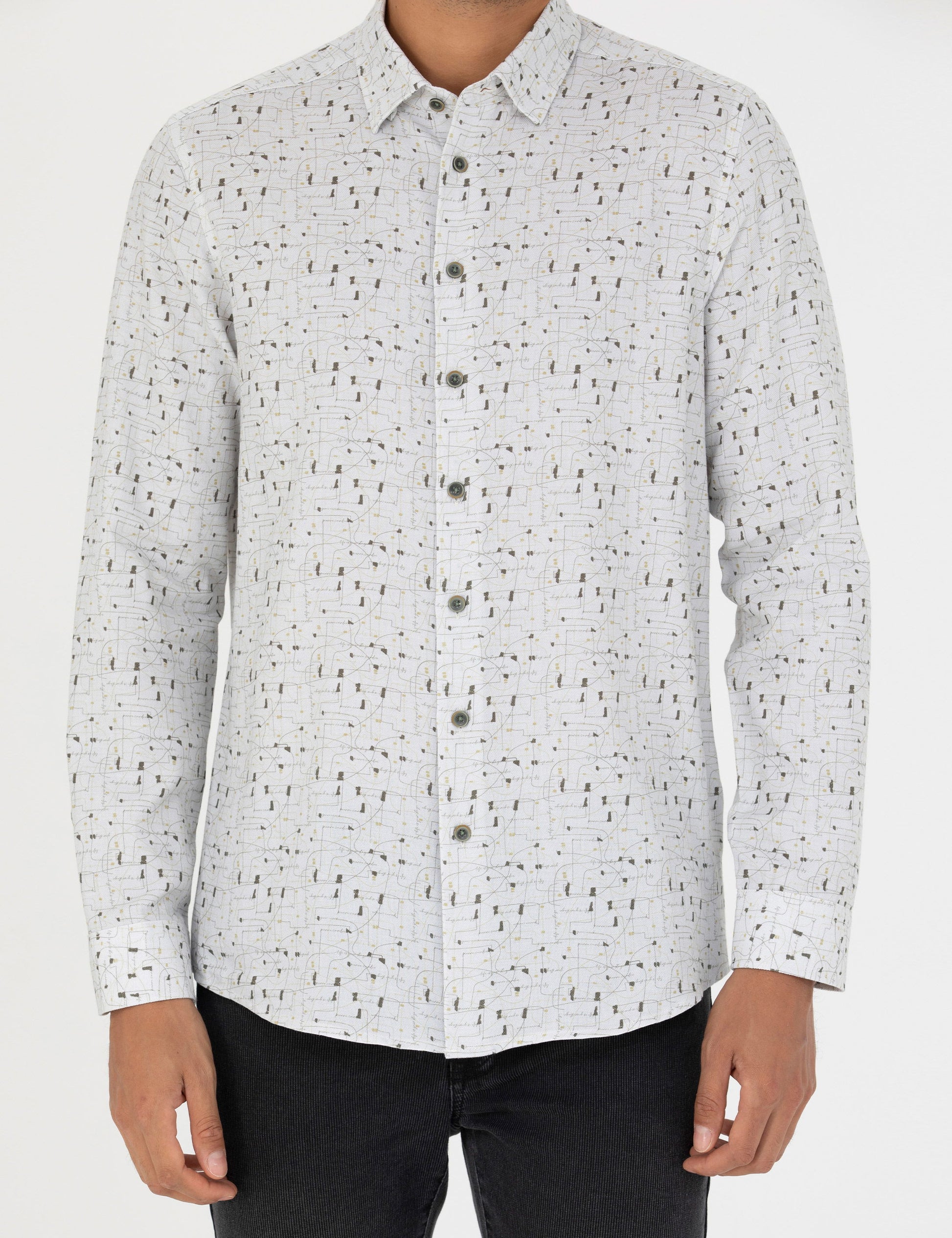 Grey Slim Fit Long Sleeve Shirt