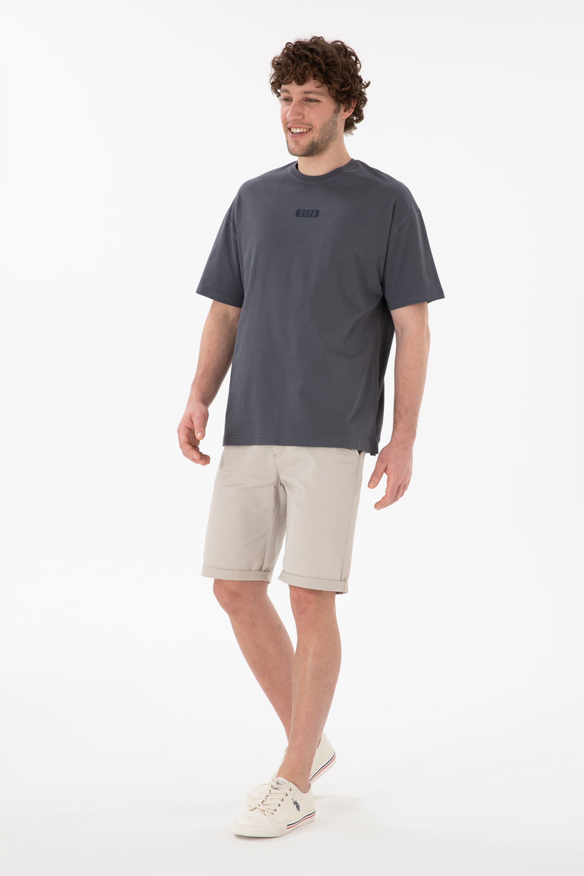 Men's Oversize Fit Crew Neck Anthracite T-Shirt