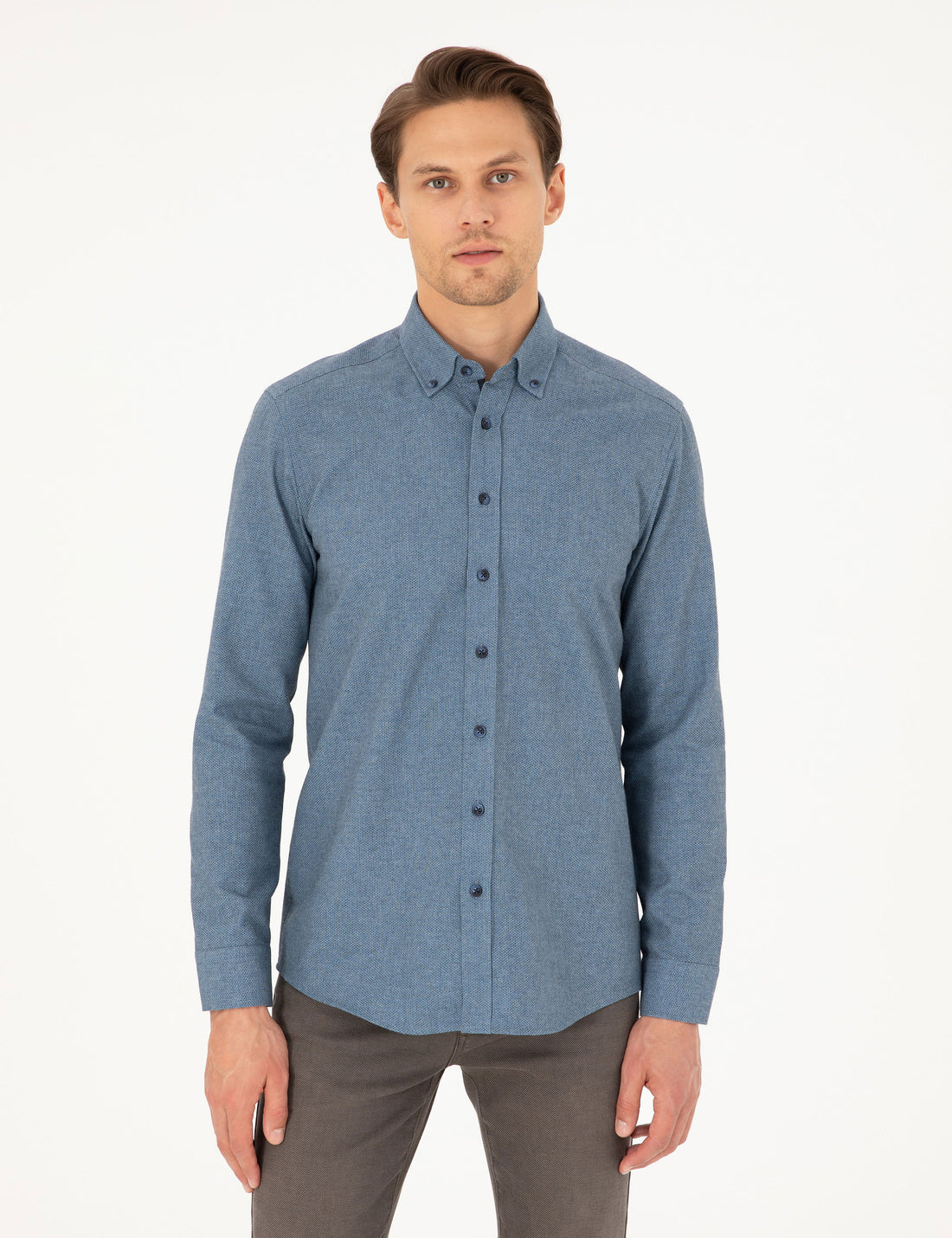 Blue Slim Fit Long Sleeve Shirt