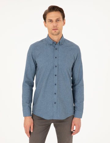 Blue Slim Fit Long Sleeve Shirt
