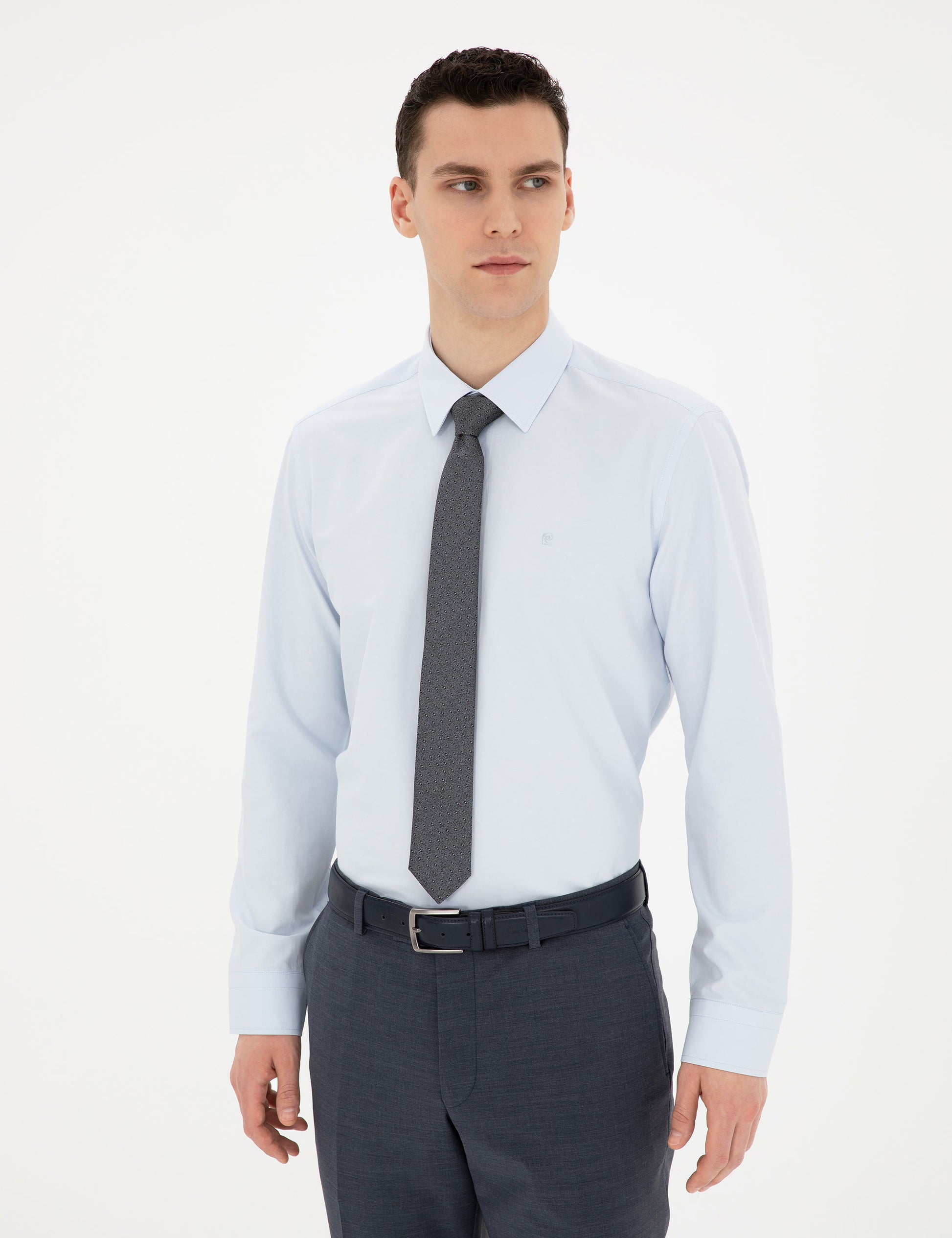 Light Blue Slim Fit Long Sleeve Basic Shirt