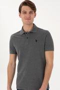 Men's Slim Fit Polo Neck Anthracite Melange Basic T-Shirt