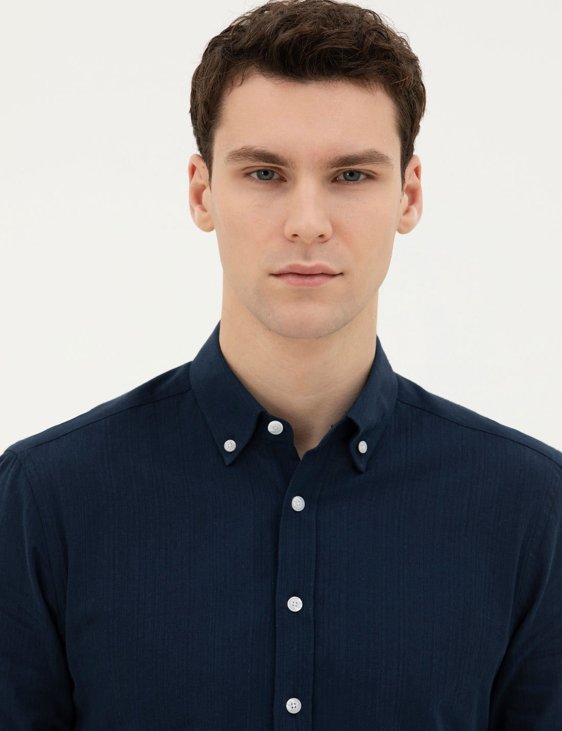 Navy Blue Slim Fit Long Sleeve Shirt